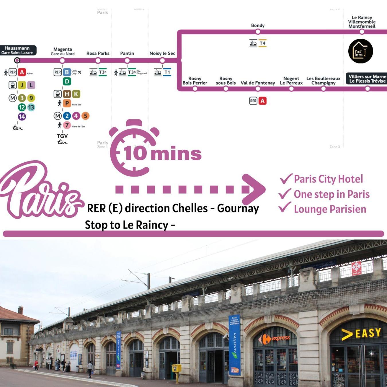 Paris City-Le Raincy - Facing Station - 4 To 8 Pers Exteriör bild